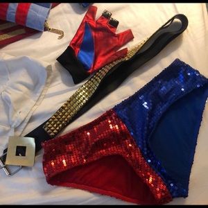 Harley Quinn Shorts , Belt, gloves tights